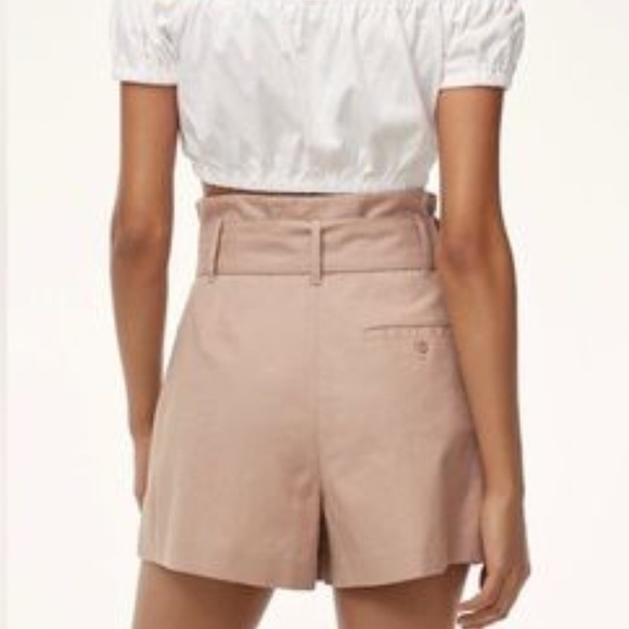 Aritzia Wilfred Marnie Paperbag Shorts Tan Sz 6 - Picture 2 of 3